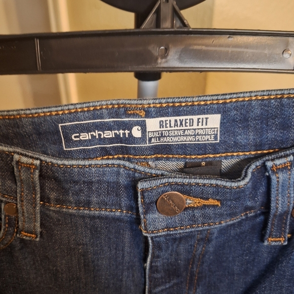 NWT Carhartt Relaxed Fit Women's Blue Denim Pants. Size 8 - Picture 4 of 10